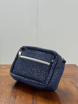 Midnight Sculpted Leather Evening Clutch Angle 2 - Detailed OEM Bag View