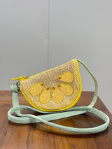 Vintage Floral Envelope Leather Crossbody Angle 1 - Detailed OEM Bag View