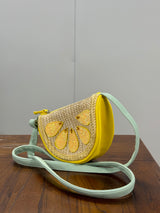 Vintage Floral Envelope Leather Crossbody Angle 2 - Detailed OEM Bag View