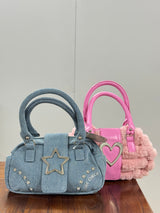 Textured Creamy Bloom Mini Shoulder Bag Angle 2 - Detailed OEM Bag View